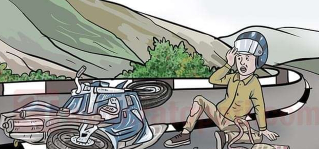 सिन्धुलीको पौवागढीमा मोटरसाइकल दुर्घटना, दुईजना घाइते